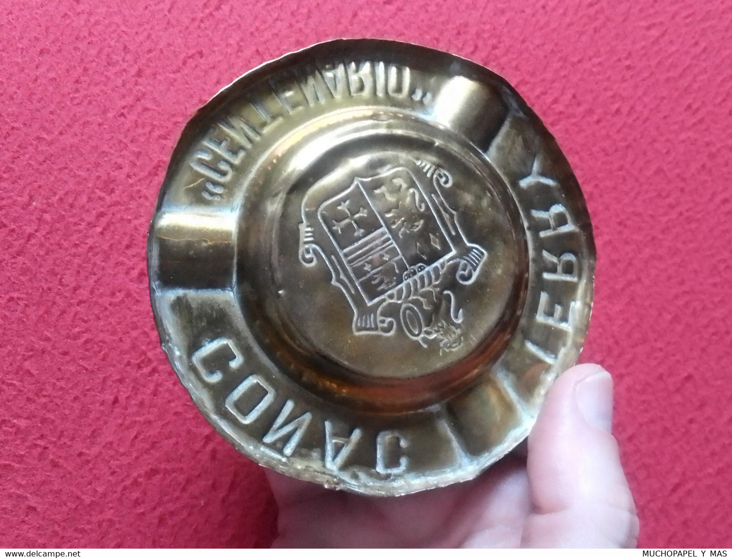 ANTIGUO CENICERO ASHTRAY CENDRIER Aschenbecher COÑAC COGNAC TERRY CENTENARIO ESCUDO ESPAÑA SPAIN VER ESPAGNE...VER FOTOS - Metaal