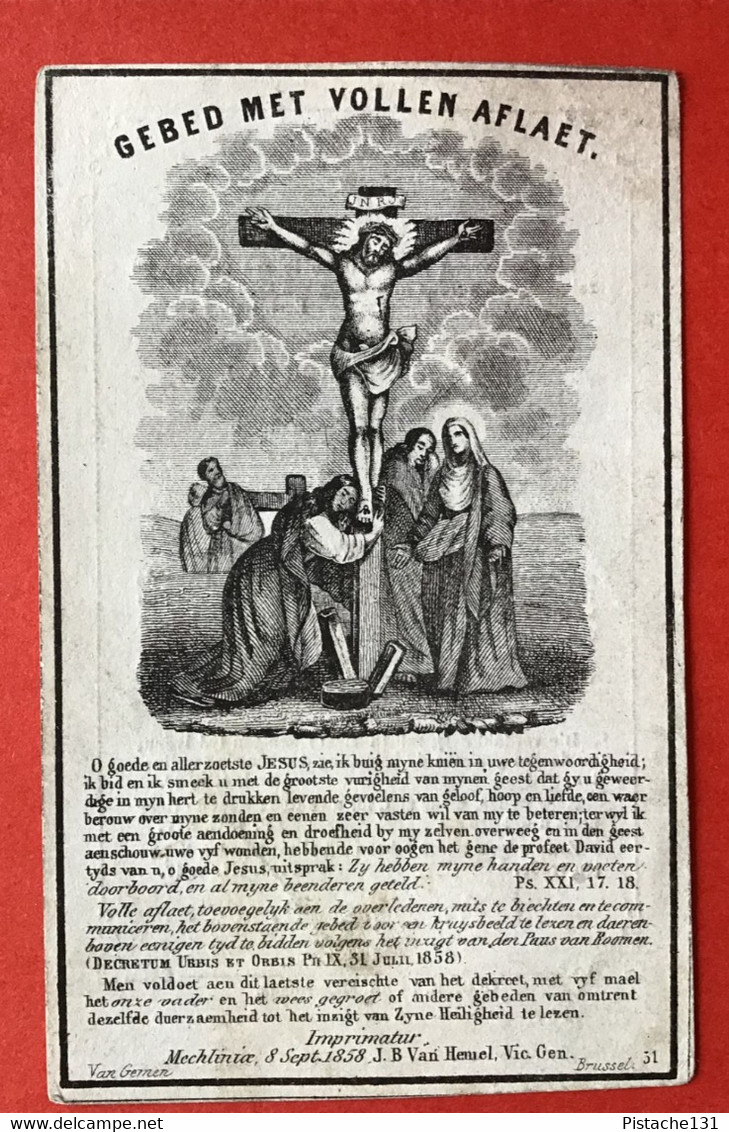 Anno 1860 - Doodsprentje Décés - Petrus VLEESCHOUWERS - MAASEIK - DIEST - Andachtsbilder