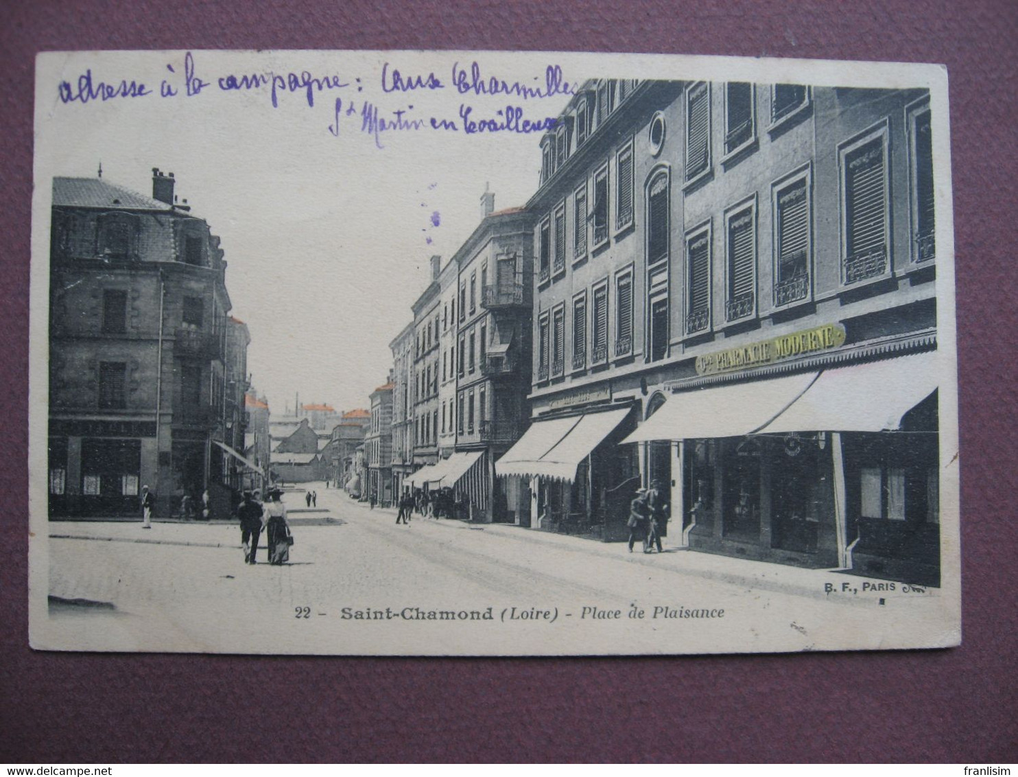 CPA 42 ST SAINT CHAMOND Place De Plaisance COMMERCES Dont PHARMACIE MODERNE 1908 - Saint Chamond