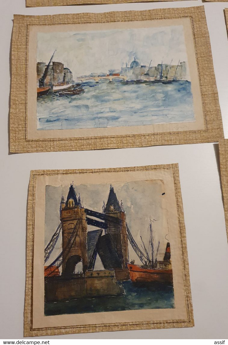 MAURICE FALLIES (1883-1965). LONDRES LONDON GREENWICH 21 AQUARELLES De 9 X 5,5 à 16,5 X 24,5 Cm Env./FREE SHIP. R - Autres & Non Classés