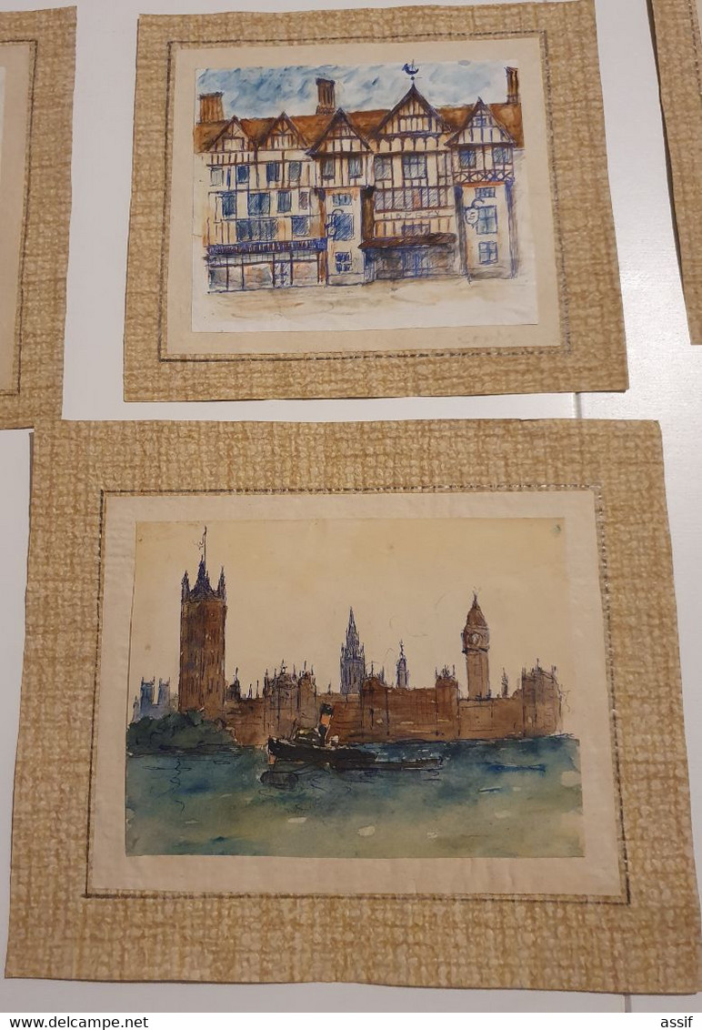 MAURICE FALLIES (1883-1965). LONDRES LONDON GREENWICH 21 AQUARELLES De 9 X 5,5 à 16,5 X 24,5 Cm Env./FREE SHIP. R - Autres & Non Classés