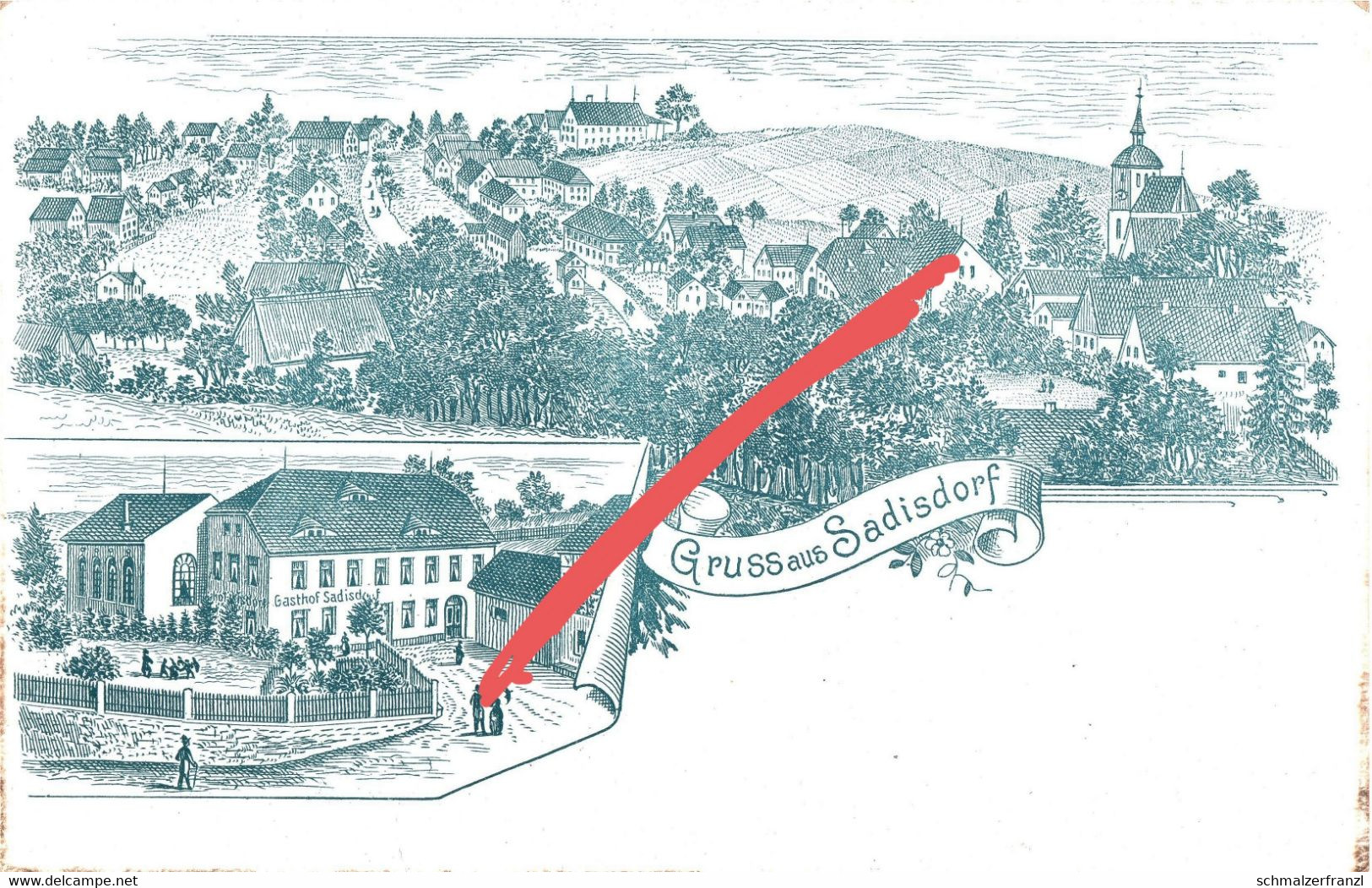 Vorläufer Litho AK Gruß Sadisdorf Gasthof A Hennersdorf Reichstädt Schmiedeberg Dippoldiswalde Frauenstein Erzgebirge - Frauenstein (Erzgeb.)