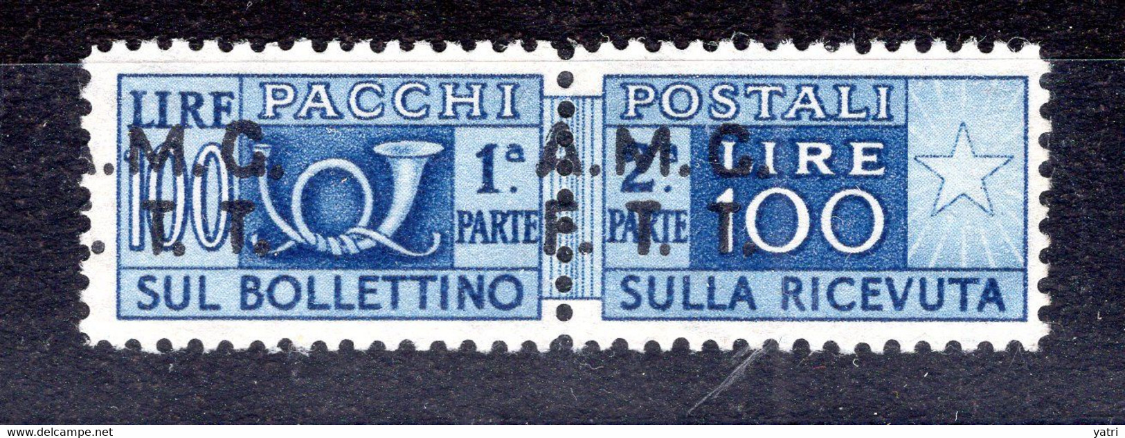 Trieste Zona A - Pacchi Postali 100 Lire Con Soprastampa Spostata Sass. 9gb ** MNH - Postpaketen/concessie