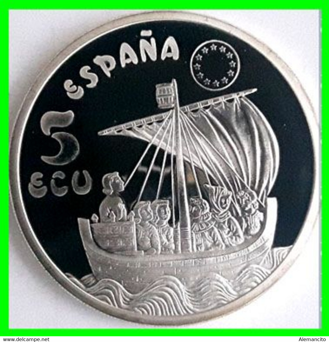 ESPAÑA COLECCION ECU AÑO 1996 TRES MONEDAS PLATA CALIDAD PROOF: DEDICADA A LA MARINA - Test- Und Nachprägungen