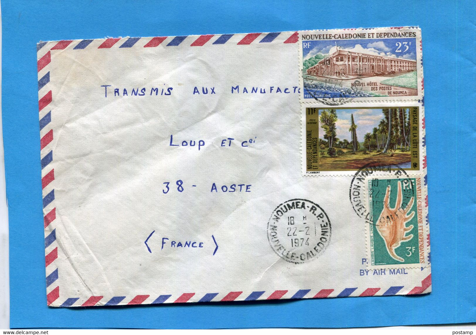 Nouvelle Calédonie-   Letter- 1974 Cad- 3- Stamps-N°a134 Cote Est+a135 +380 Coquillage - Lettres & Documents