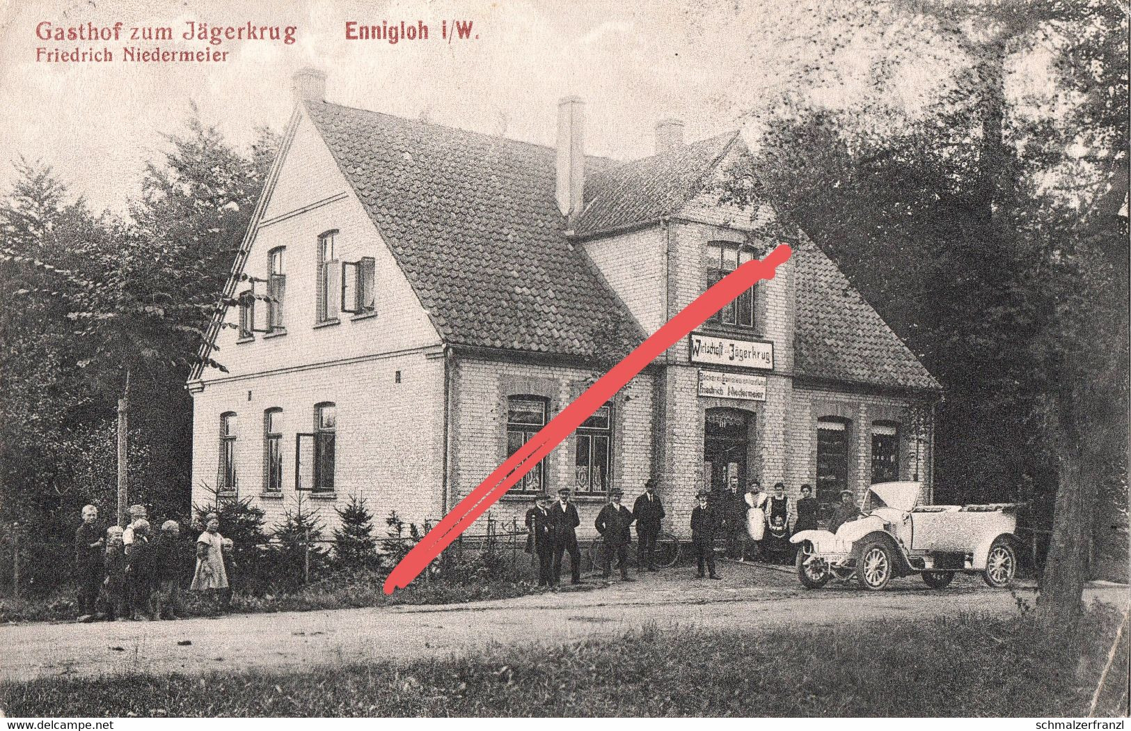 AK Ennigloh Gasthof Zum Jägerkrug A Bünde Gewinghausen Holsen Hunnebrock Muckum Dünne Dünnerholz Herford Stempel Bieren - Buende