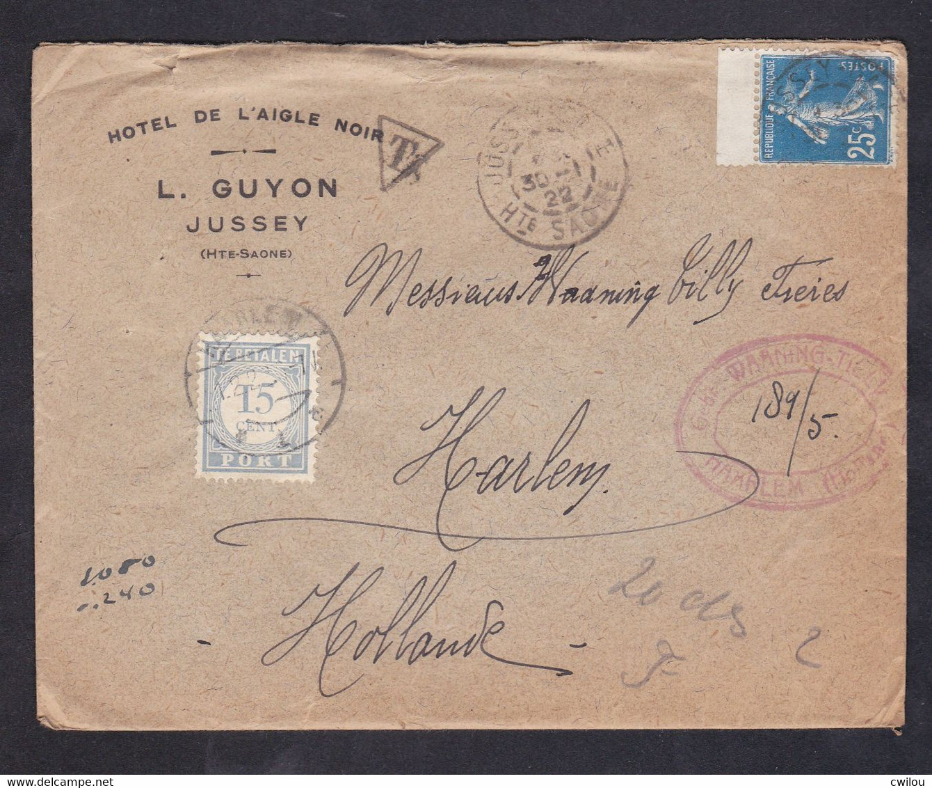 LETTRE A EN TETE - HOTEL DE L AIGLE NOIR - L. GUYON - JUSSEY - Commemorative Postmarks