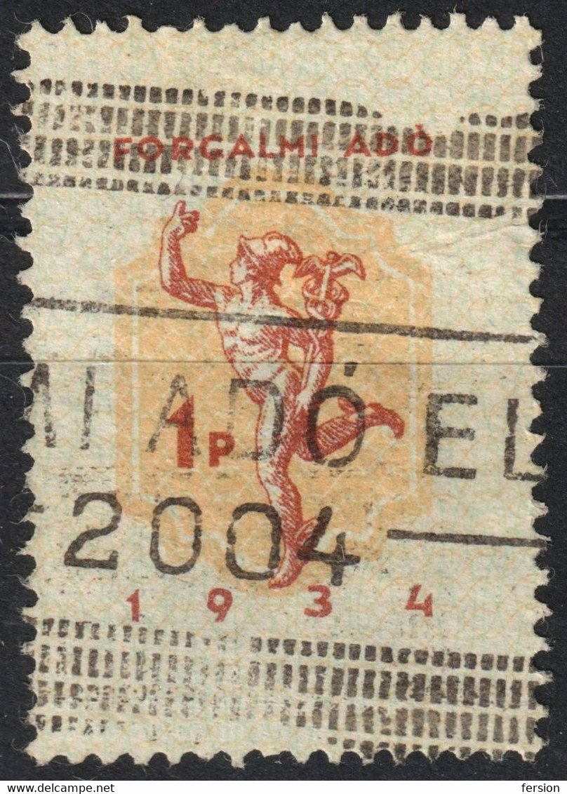 1934 Hungary - Value Added Tax VAT FISCAL BILL Tax - Revenue Stamp - 1 P - Used - Hermes / Greek Mythology - Fiscales