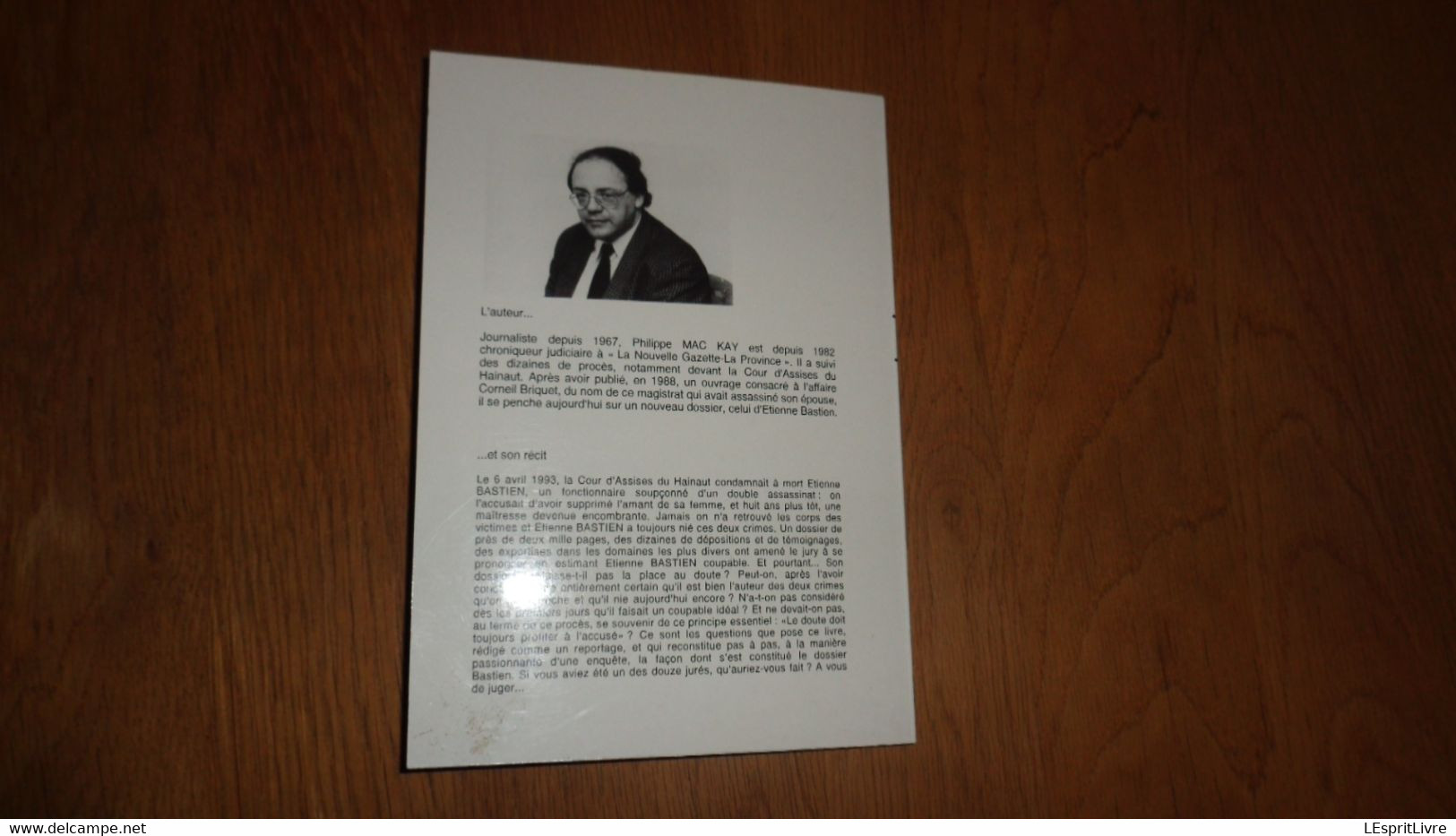 Moi Etienne Bastien Présumé Coupable MAC KAY Philippe Judiciaire Procès Régionalisme Faits Divers Colfontaine Wasmes