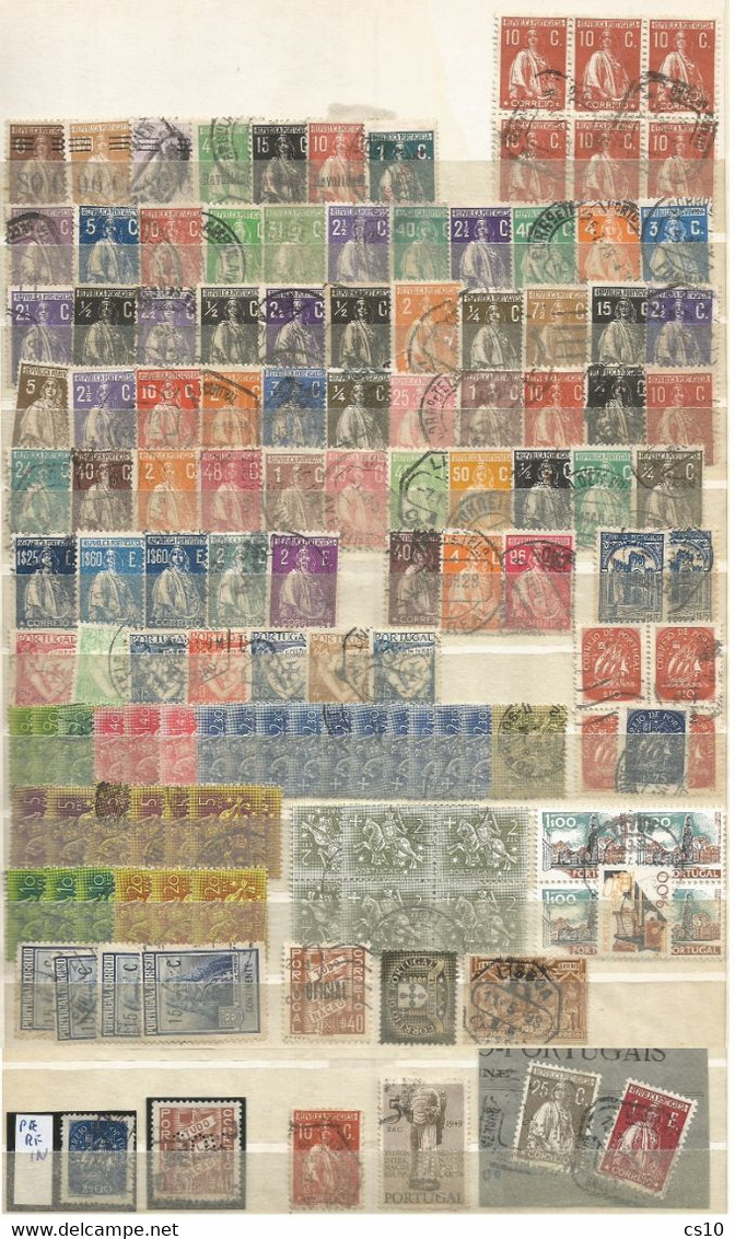 Portugal Regular Issues - Lot Of Used Pcs Including HVs , BL4/6, Perfin, Oficial, Etc - Sonstige & Ohne Zuordnung