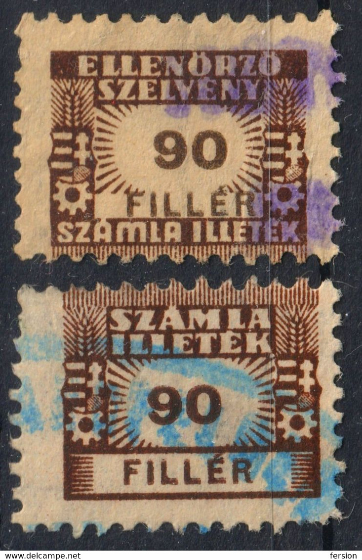 1947 Hungary - FISCAL BILL Tax - Revenue Stamp - 90 F Used - Fiscale Zegels