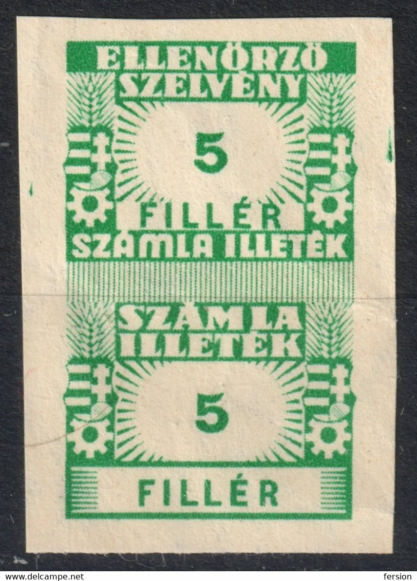 1948 Hungary - FISCAL BILL Tax - Revenue Stamp - 5 Fill - Without Perforation - Fiscale Zegels