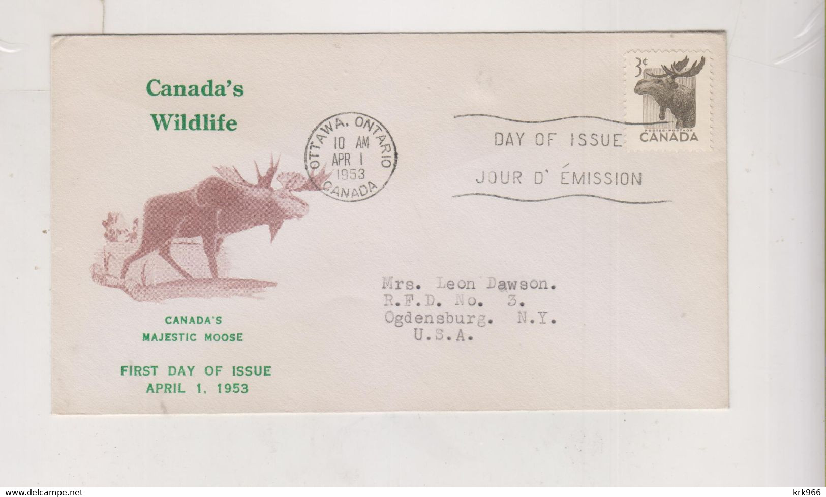 CANADA 1953  FDC Cover To Unted States - Brieven En Documenten