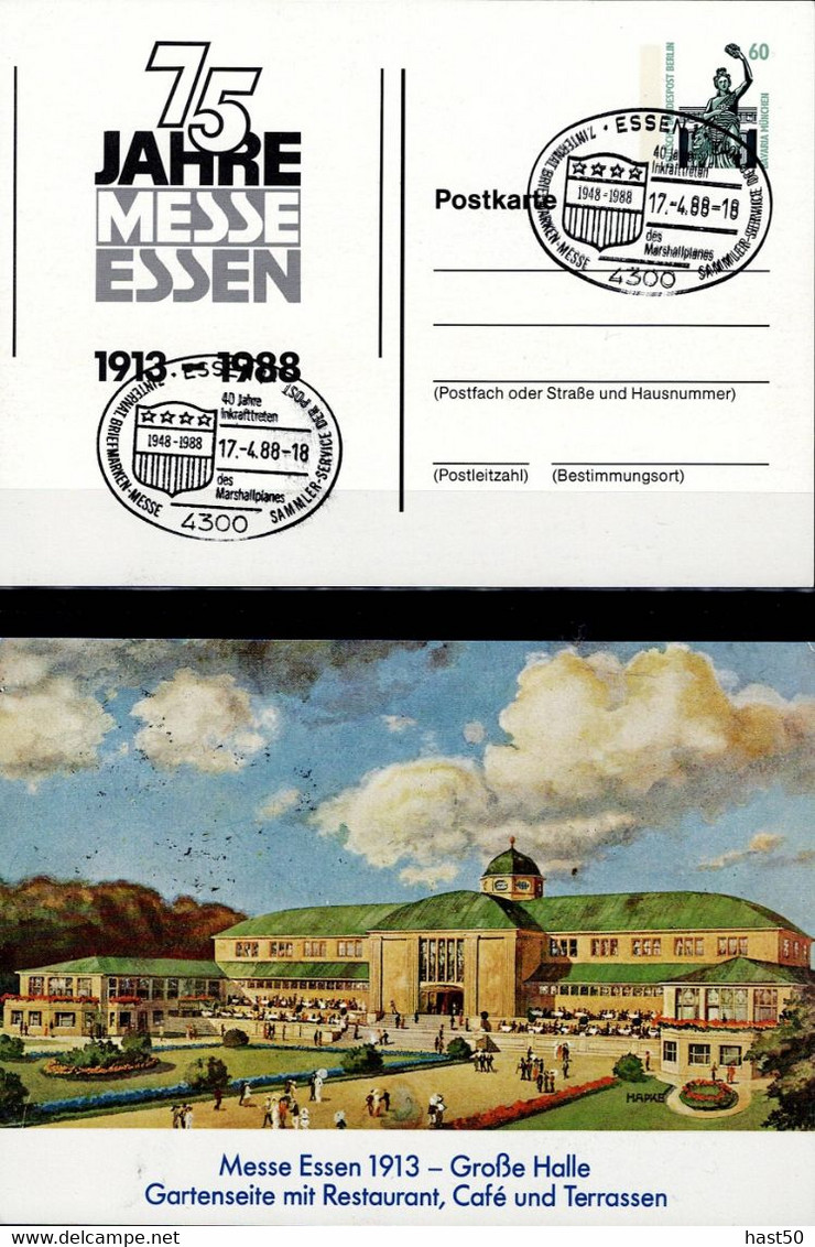 Berlin - Privatpostkarte 75 Jahre Messe Essen (MiNr: PP 109 C2/002)19888 - Siehe Scan - Private Postcards - Used