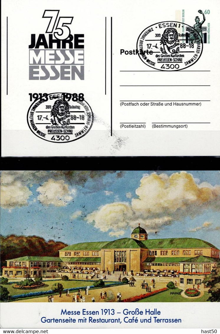 Berlin - Privatpostkarte 75 Jahre Messe Essen (MiNr: PP 109 C2/002)19888 - Siehe Scan - Private Postcards - Used