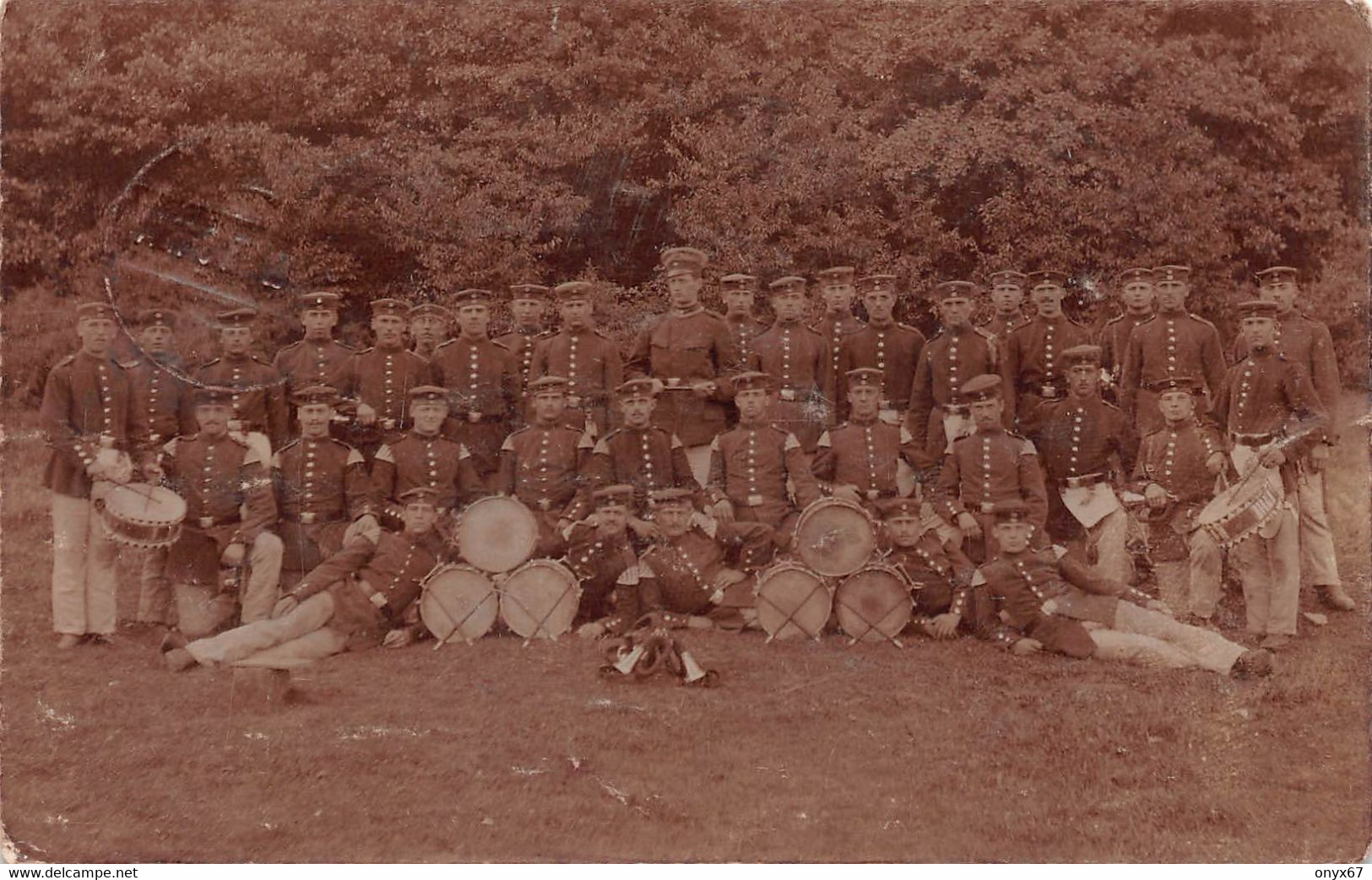 Carte Postale Photo Militaire Allemand MULHOUSE-68-Haut-Rhin-Régiment Groupe MUSIQUE Fanfare Soldat-Instrument- - Mulhouse