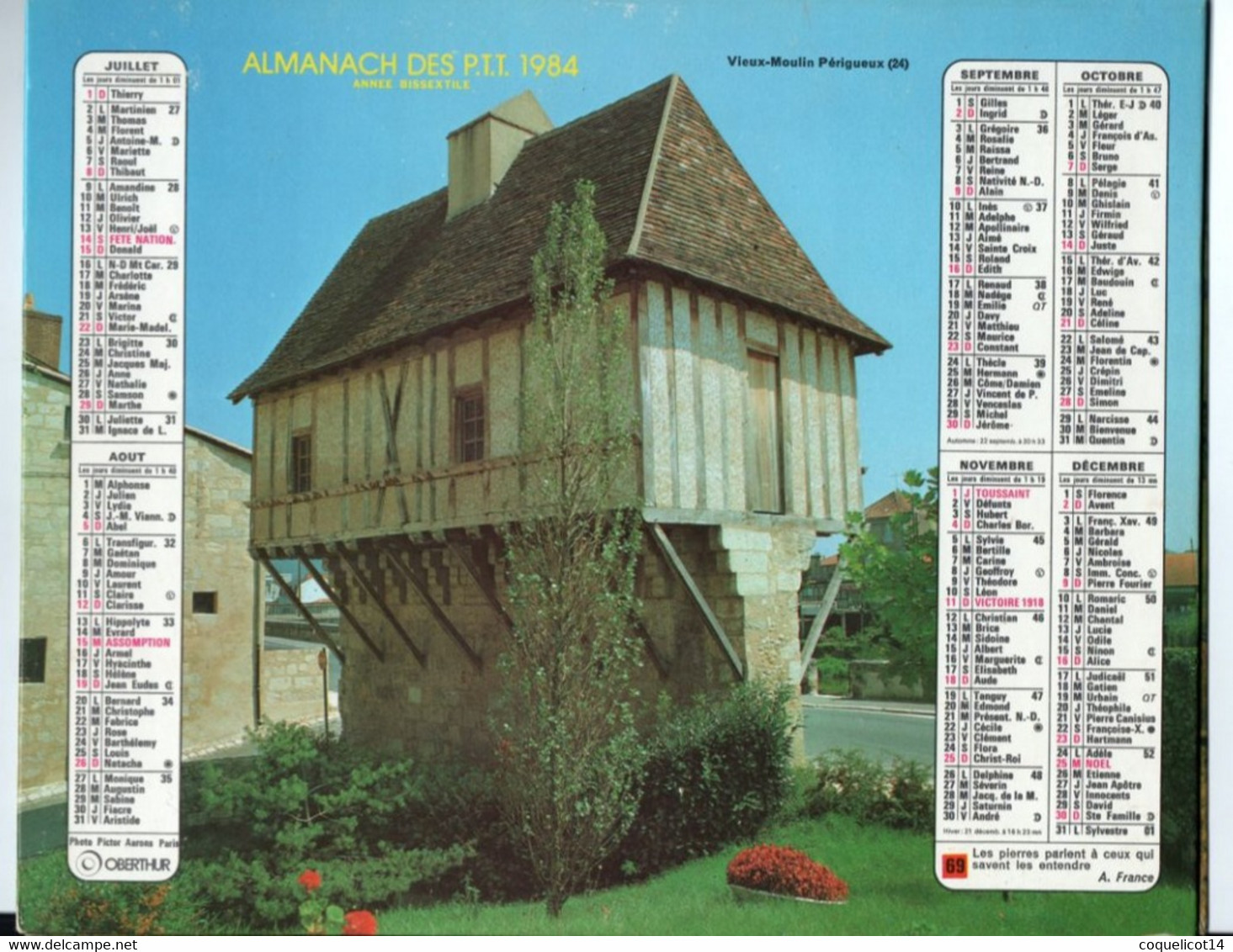 Almanach Du Facteur 1984 PTT Oberthur  (81) Photos Beaufort (73) / Vieux Moulin Périgueux (24) - Grand Format : 1981-90