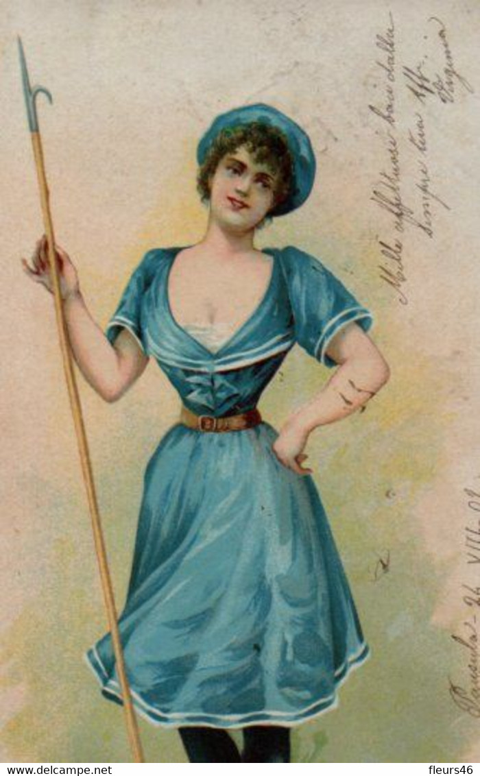 Illustrée  : Jolie Pêcheuse En Costume De Bain 1900 - Mujeres