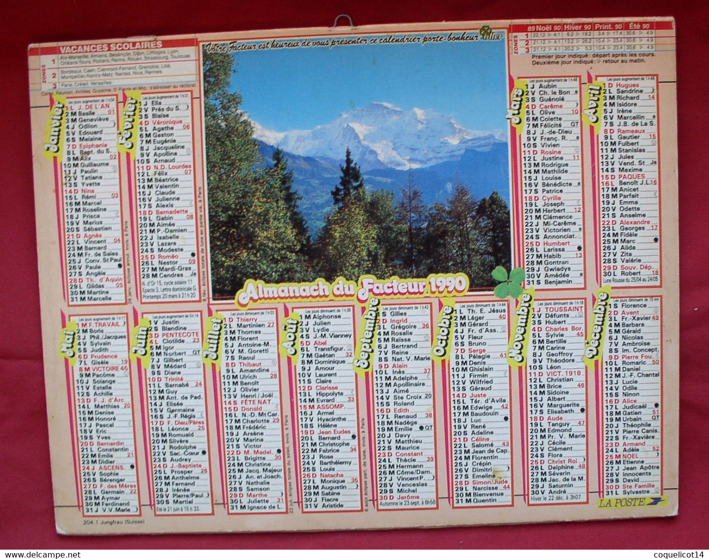 Almanach Du Facteur 1990 PTT Oller  (31) - Grand Format : 1981-90