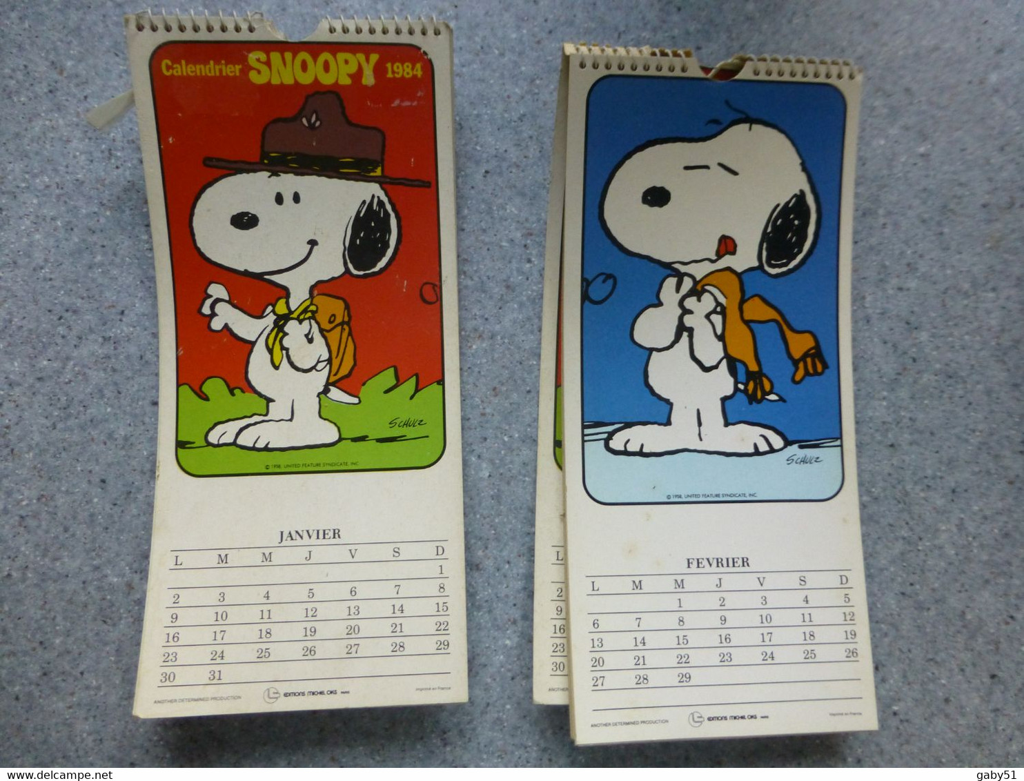 Lot De 2 Calendriers SNOOPY Schultz 1984  ; PAP 10 - Tamaño Grande : 1981-90