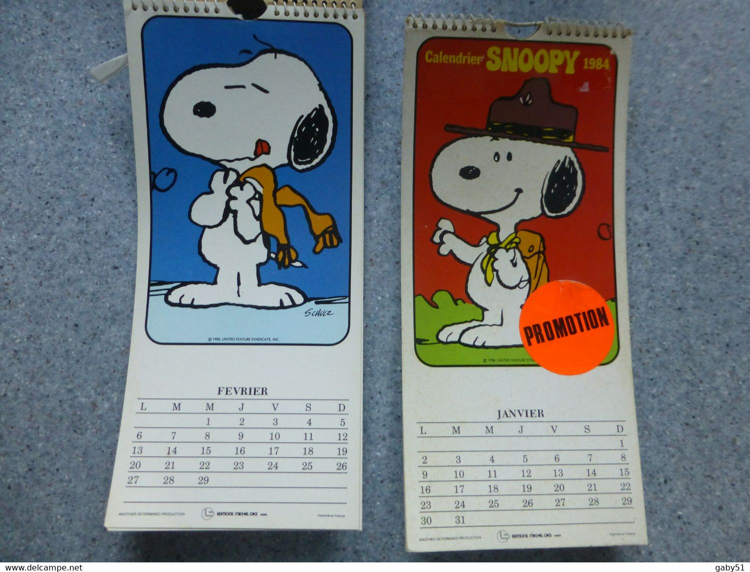 Lot De 2 Calendriers SNOOPY Schultz 1984  ; PAP 10 - Big : 1981-90