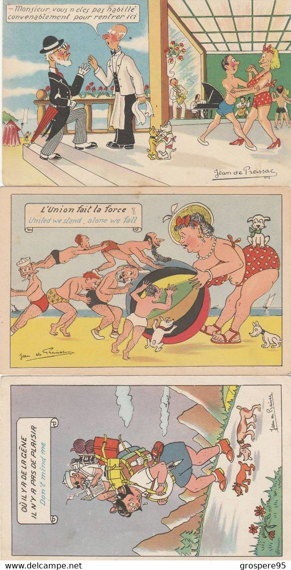 HUMOUR ILLUSTRATEUR JEAN DE PREISSAC LOT 4 CARTES - Preissac