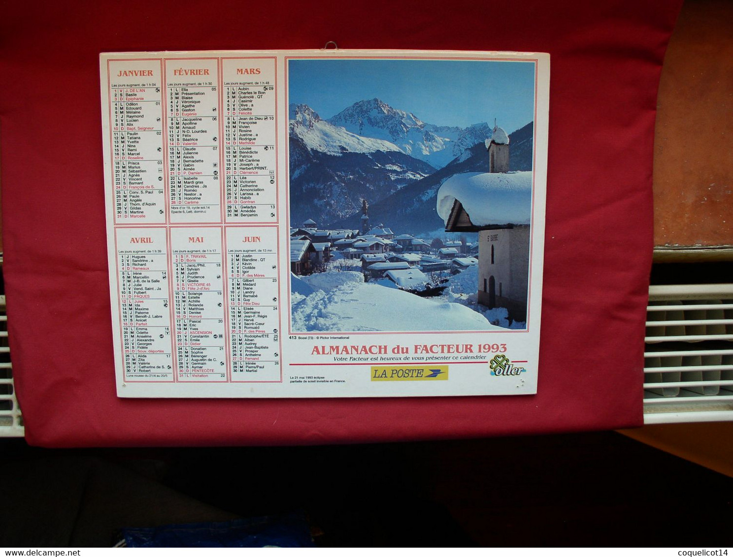 Almanach Du Facteur 1993 PTT Oller  (11) Photos 413 Bozel (73) / Les Praz-De-Chamonix (74) - Grand Format : 1991-00
