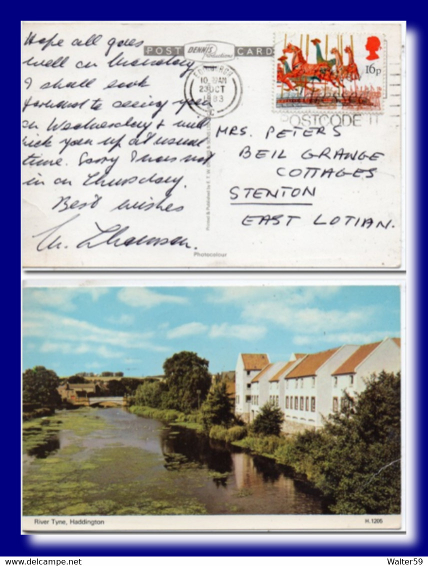 1983 UK Great Britain Postcard Haddington River Tyne Sent From Edinburgh - East Lothian