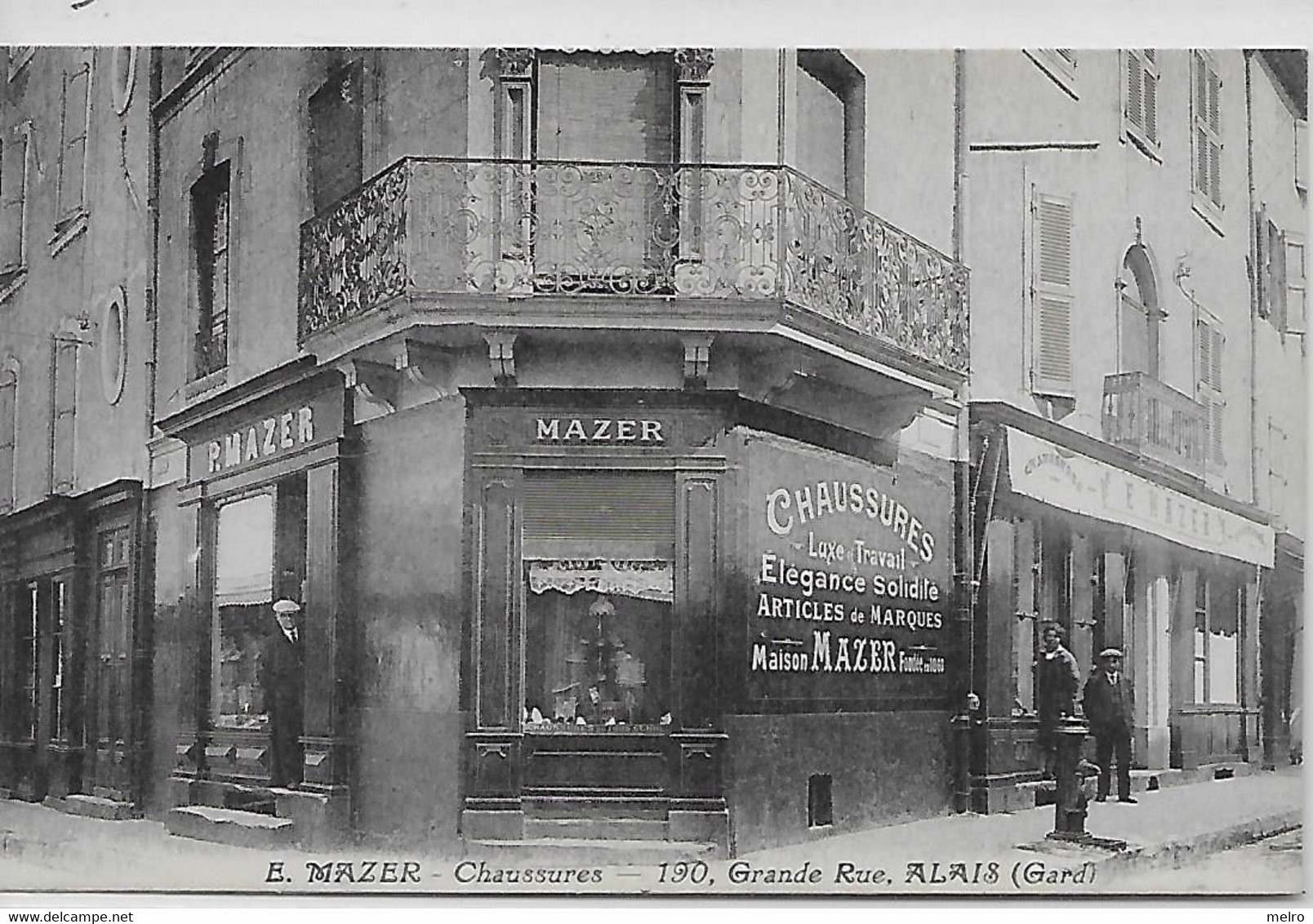 CPA - (30)- ALAIS - E. MAZER - Chaussures- 190, Grande Rue- Trés Beau Plan Magasin Belle Animation + Publicité Saison 30 - Alès