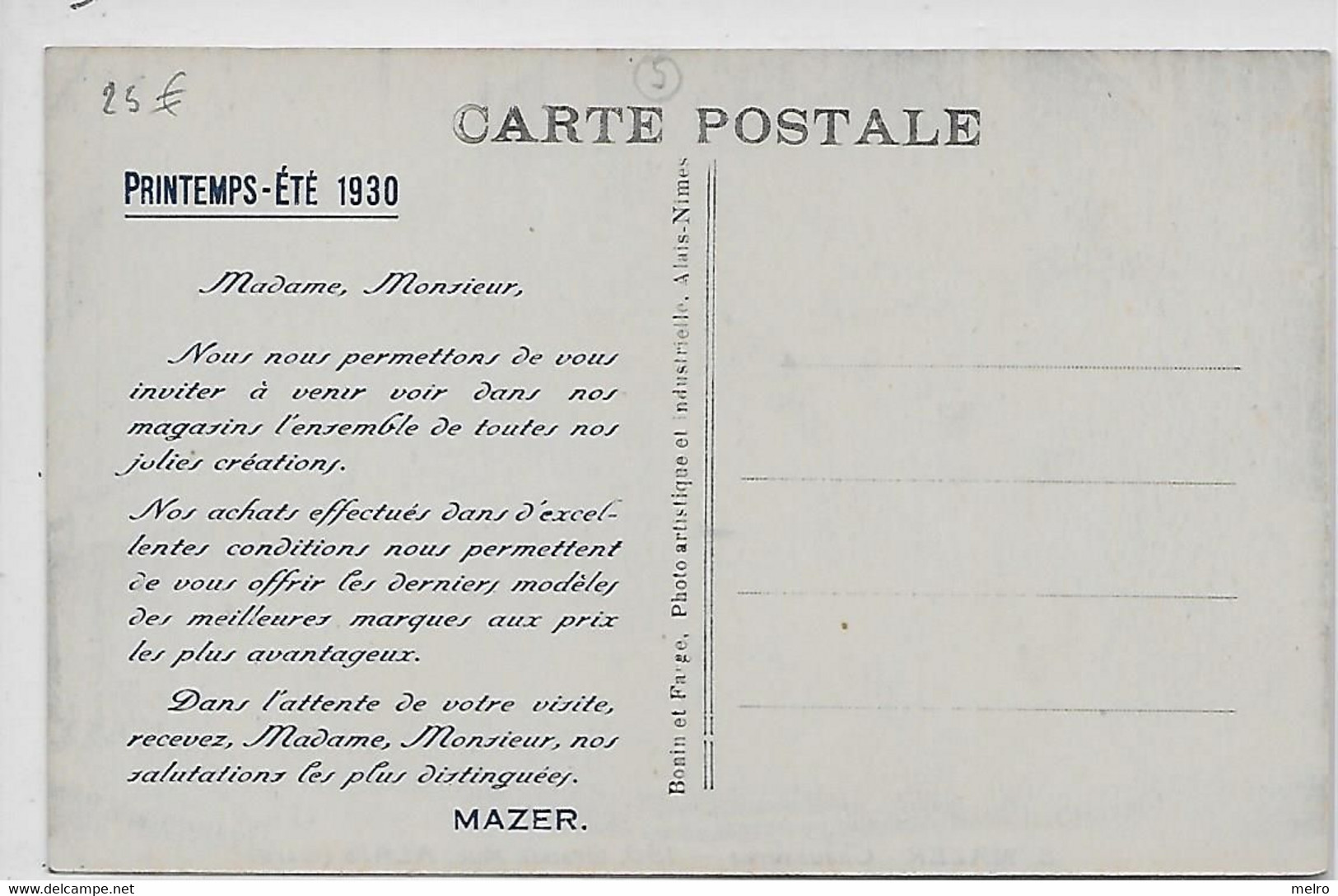 CPA - (30)- ALAIS - E. MAZER - Chaussures- 190, Grande Rue- Trés Beau Plan Magasin Belle Animation + Publicité Saison 30 - Alès