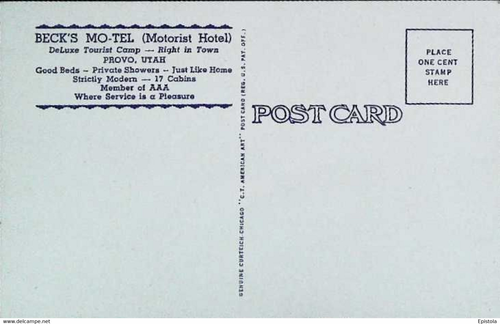 ► Provo (utah)  The BECK'S MO-TEL (Motorist Hotel) (AAA)  Auto Court 1950s - Provo