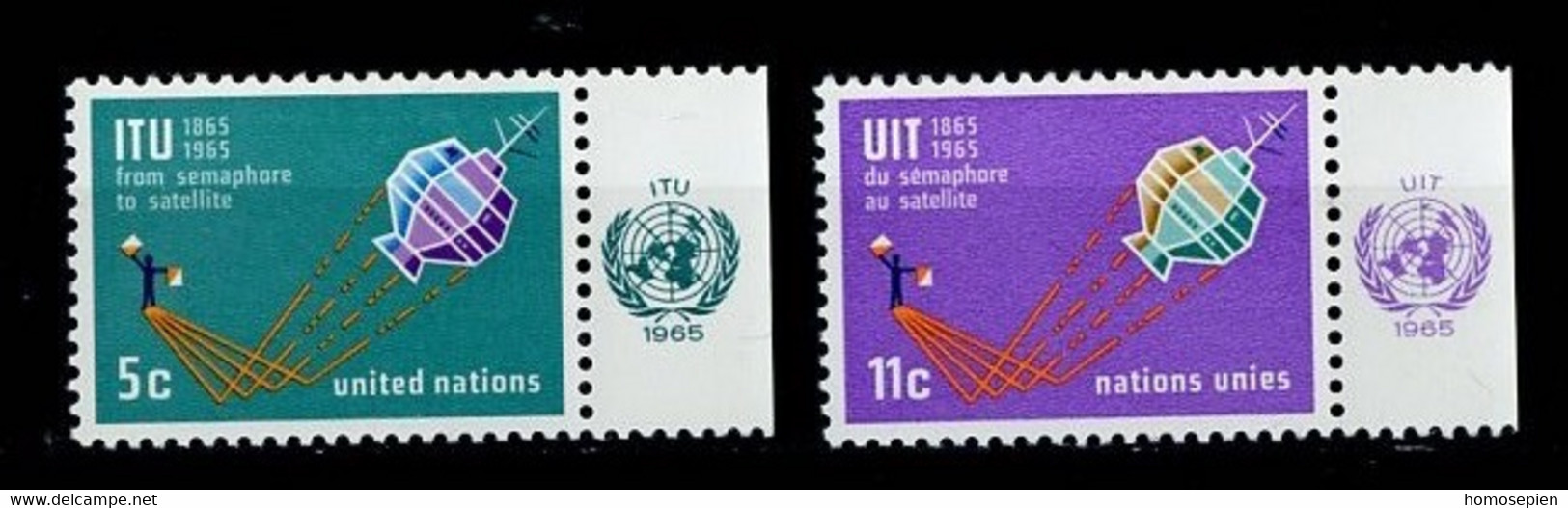 Espace 1965 - NU New York - Vereinte Nationen Y&T N°137 à 138 - Michel N°152 à 153 * - UIT - United States