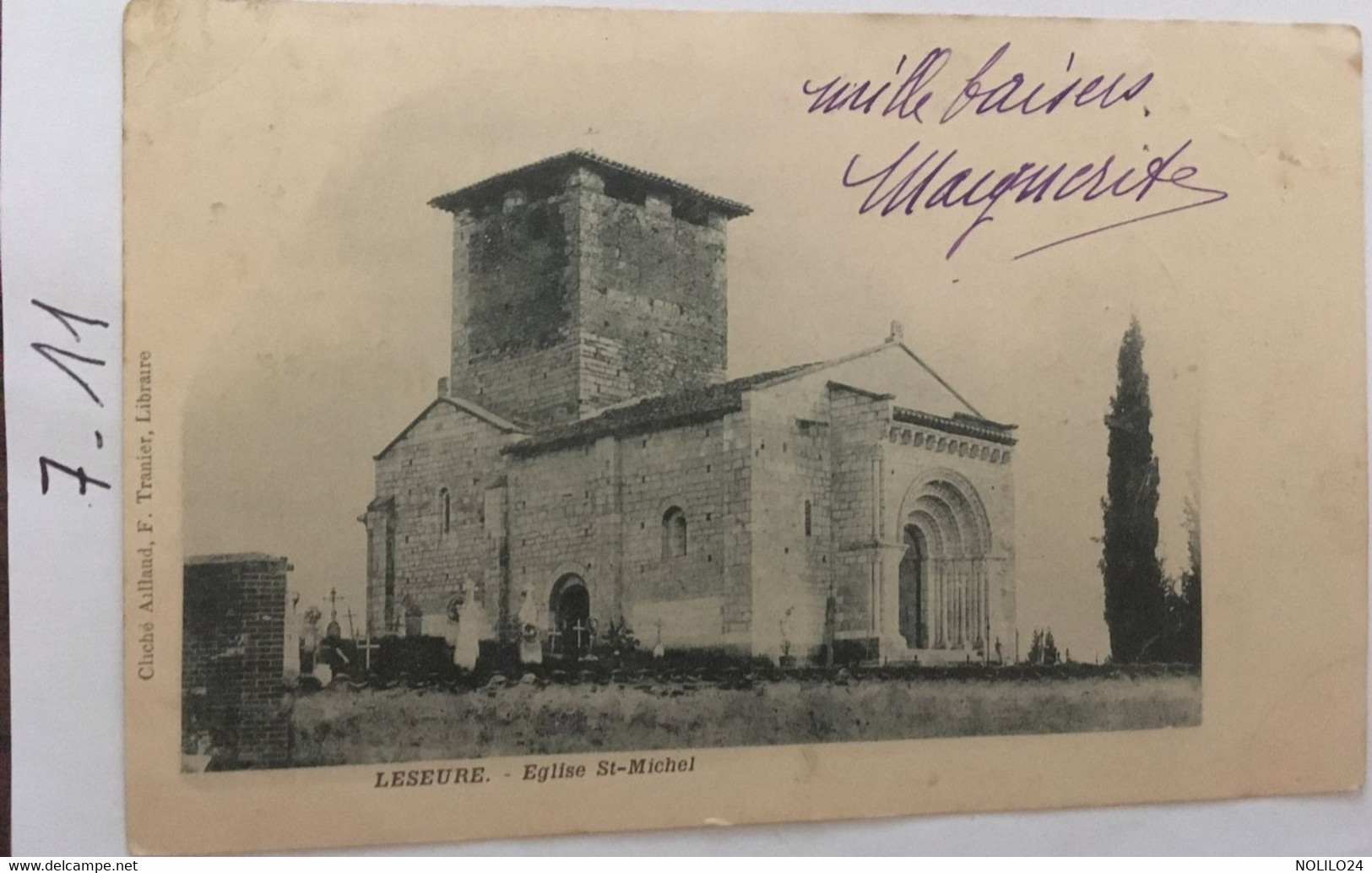 Cpa, De 1902, 81 TARN - LESCURE D'Albigeois (orthographié LESEURE) Eglise St Michel, Cliché AILLAUD, F.TRANIER, Libraire - Lescure