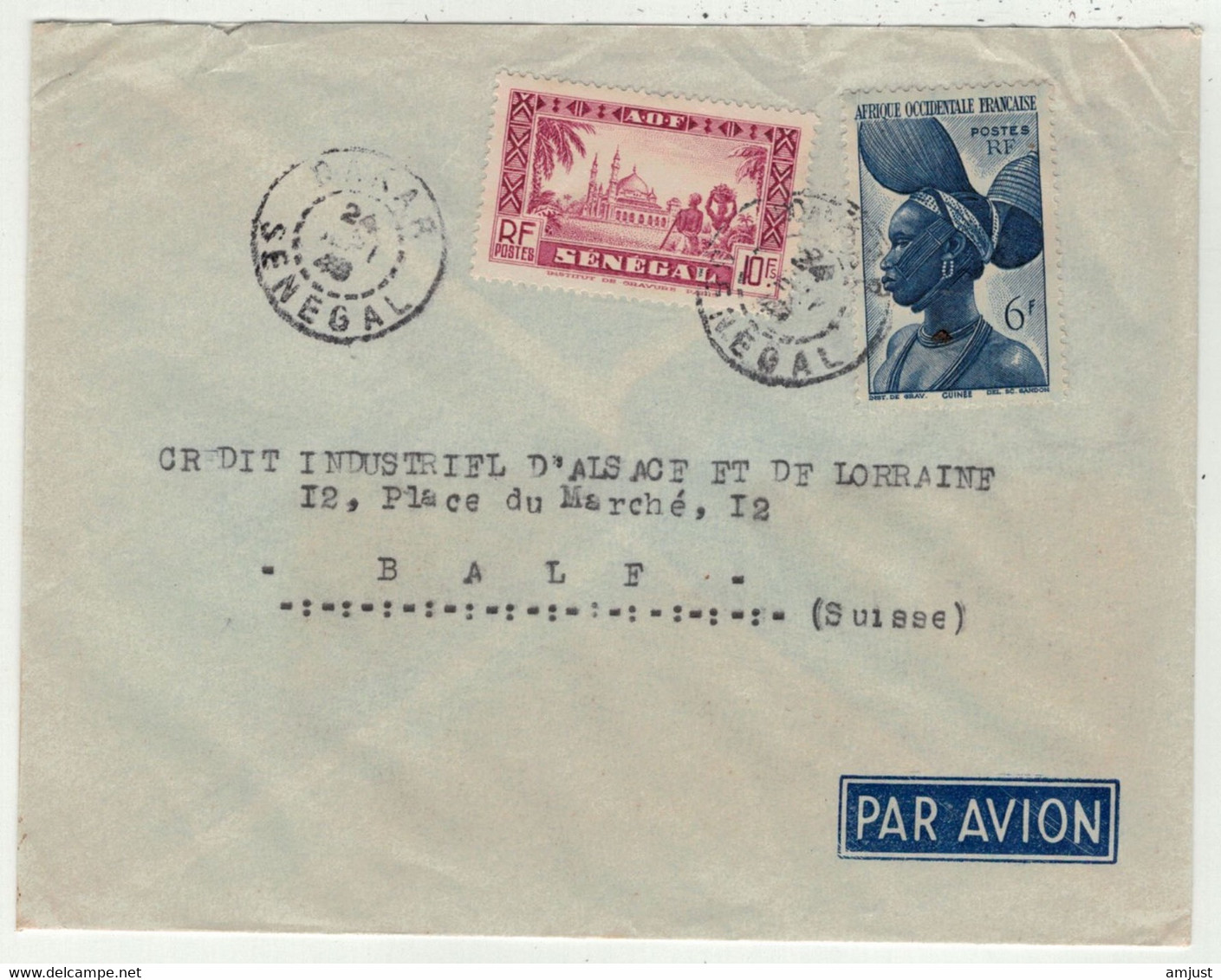 France // Ex-colonies //  A.O.F. // Sénégal // Lettre De Dakar Pour La Suisse (Bâle) - Covers & Documents