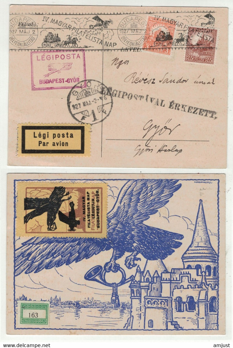 Hongrie // Magyar Posta // Carte Par Avion , Légiposta Budapest-Györ 2.05.1927 - Cartas & Documentos