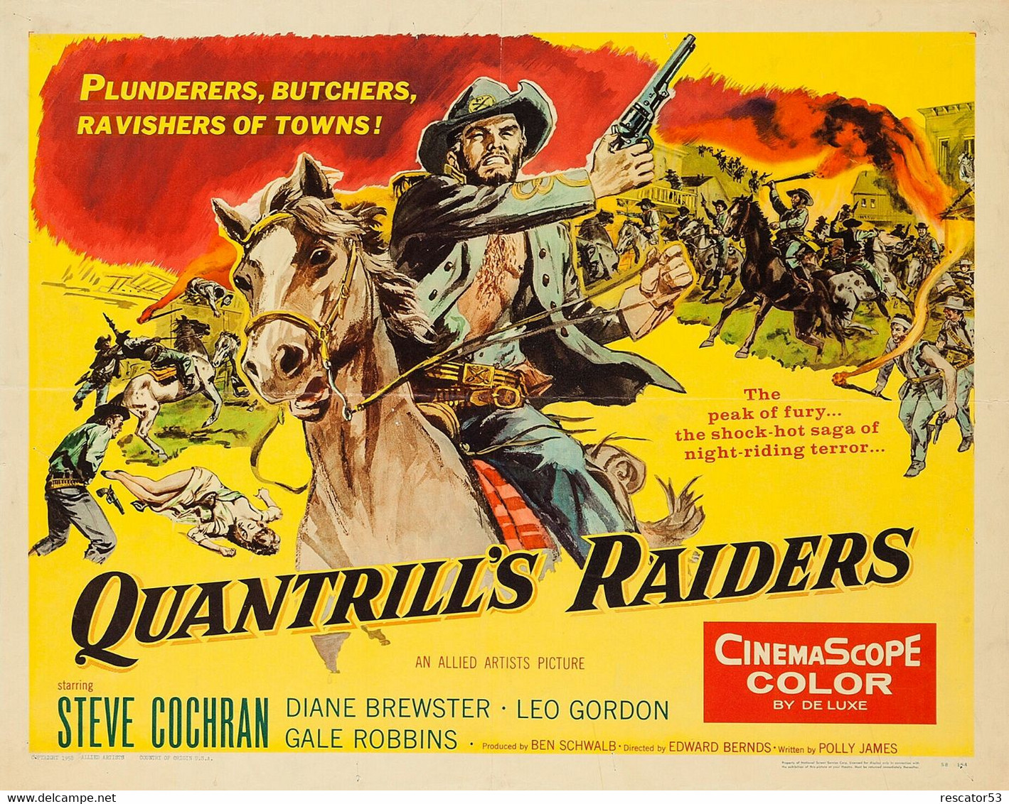 Rare Film 8 M/m 1958  Western Quantrill's Raiders / Les Pillards Du Kansas Film Office Noir Et Blanc Muet - Bobines De Films: 35mm - 16mm - 9,5+8+S8mm