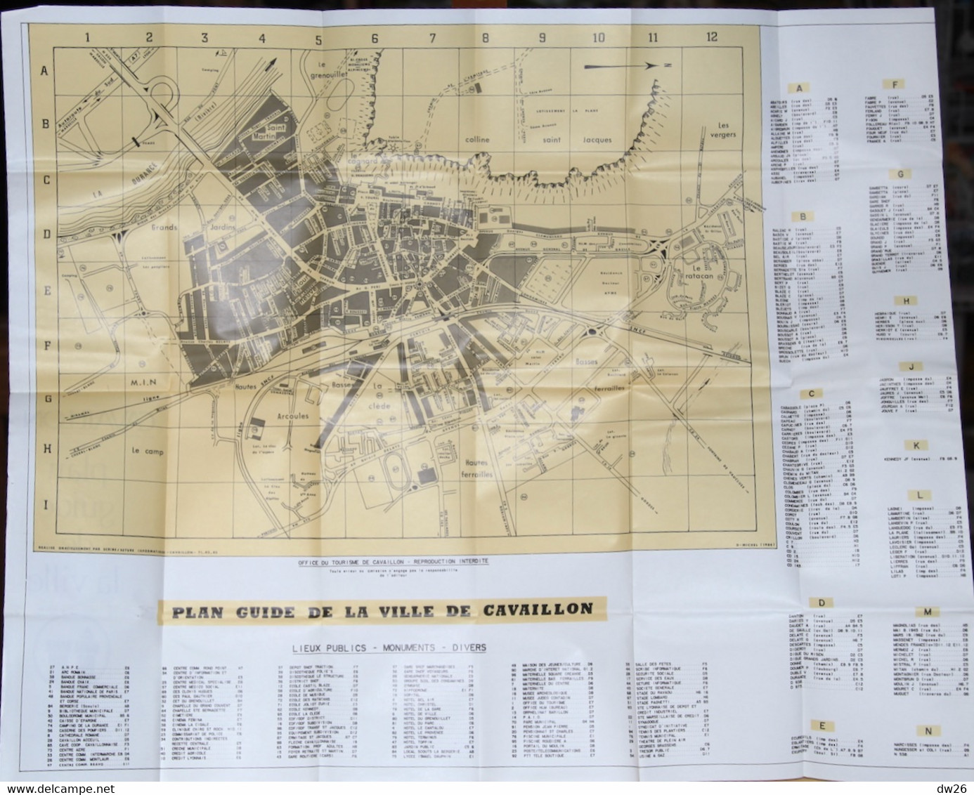 Plan Guide De La Ville De Cavaillon Avec Liste Des Rues - Edition Syndicat D'Initiative - Tourism Brochures