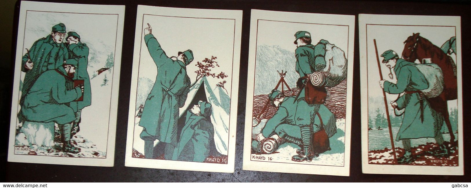 4 K.Hayd Art Nouveau Military Litho Serie WW1 - Moser