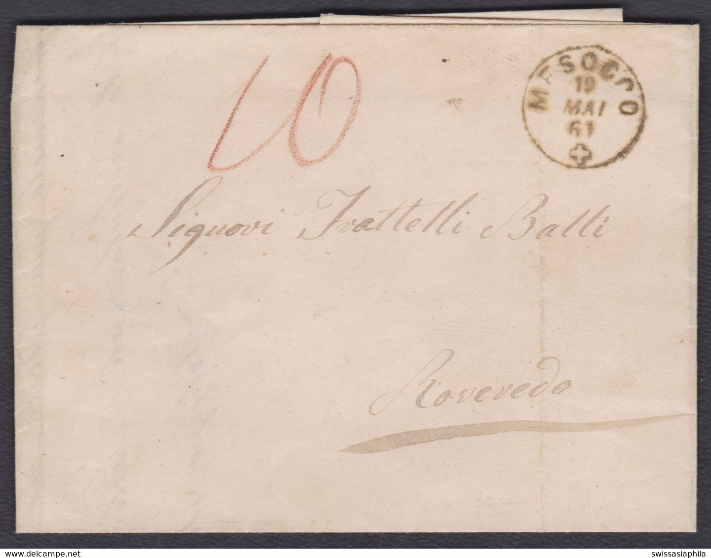 GR GRAUBÜNDEN / MESOCCO - ROVEREDO / ZWERGSTEMPEL 1861 - Briefe U. Dokumente