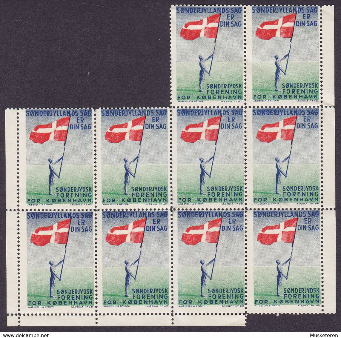 Denmark SØNDERJYDSK FORENING For KØBENHAVN Mærkat  No. 607 Vignette 10-Block MNH** (2 Scans) - Abarten Und Kuriositäten