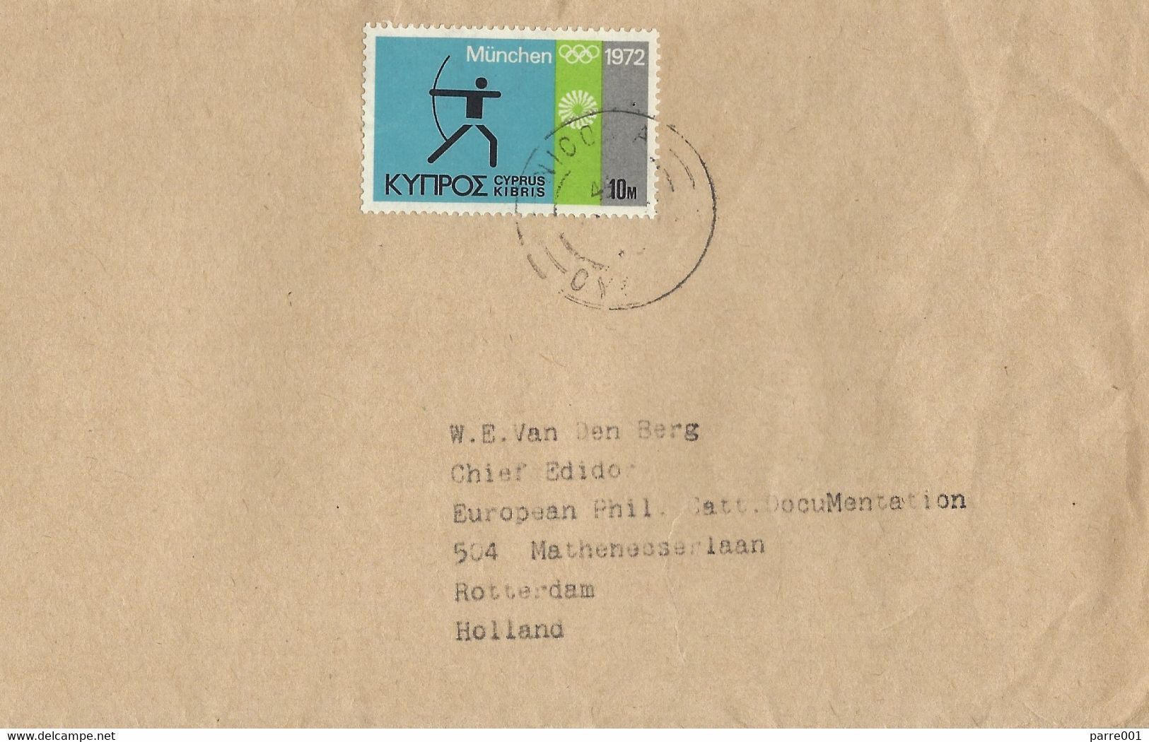 Cyprus 1972 Nicosia Archery Bow And Arrow Olympic Games Cover - Bogenschiessen