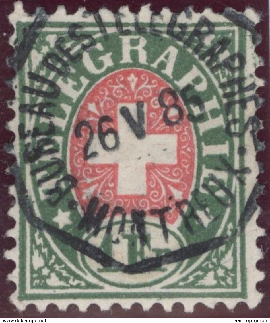 Heimat VD MONTREUX 1886-05-26 Telegraphen-Stempel Auf 1Fr. Telegraphen-Marke Zu#17 - Télégraphe