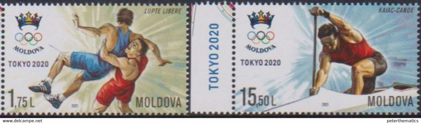 MOLDOVA, 2021, MNH, TOKYO OLYMPICS, WRESTLING, KAYAK,2v - Verano 2020 : Tokio