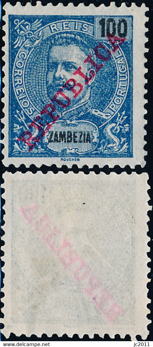 Mozambique / Zambezia - 1911 - D. Carlos I - 100 R / República - MNG - Zambezië