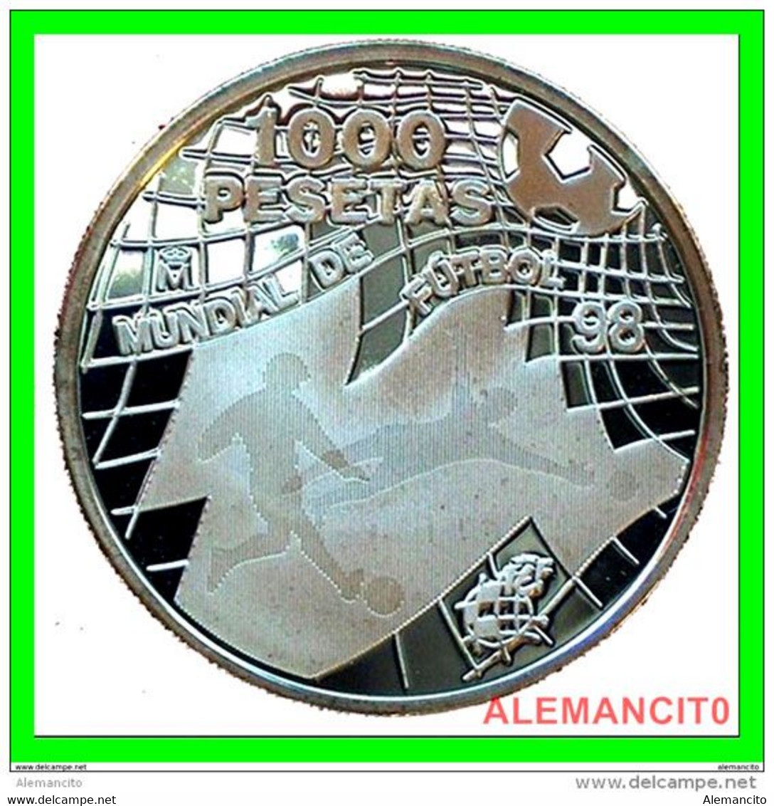 ESPAÑA MONEDA DE 1.000 PESETAS PLATA AÑO 1998 - COPA MUNDIAL DE LA FIFA - MUNDIAL 1000 PESETAS 1998 MUNDIAL DE FÚTBOL 98 - 1 000 Pesetas