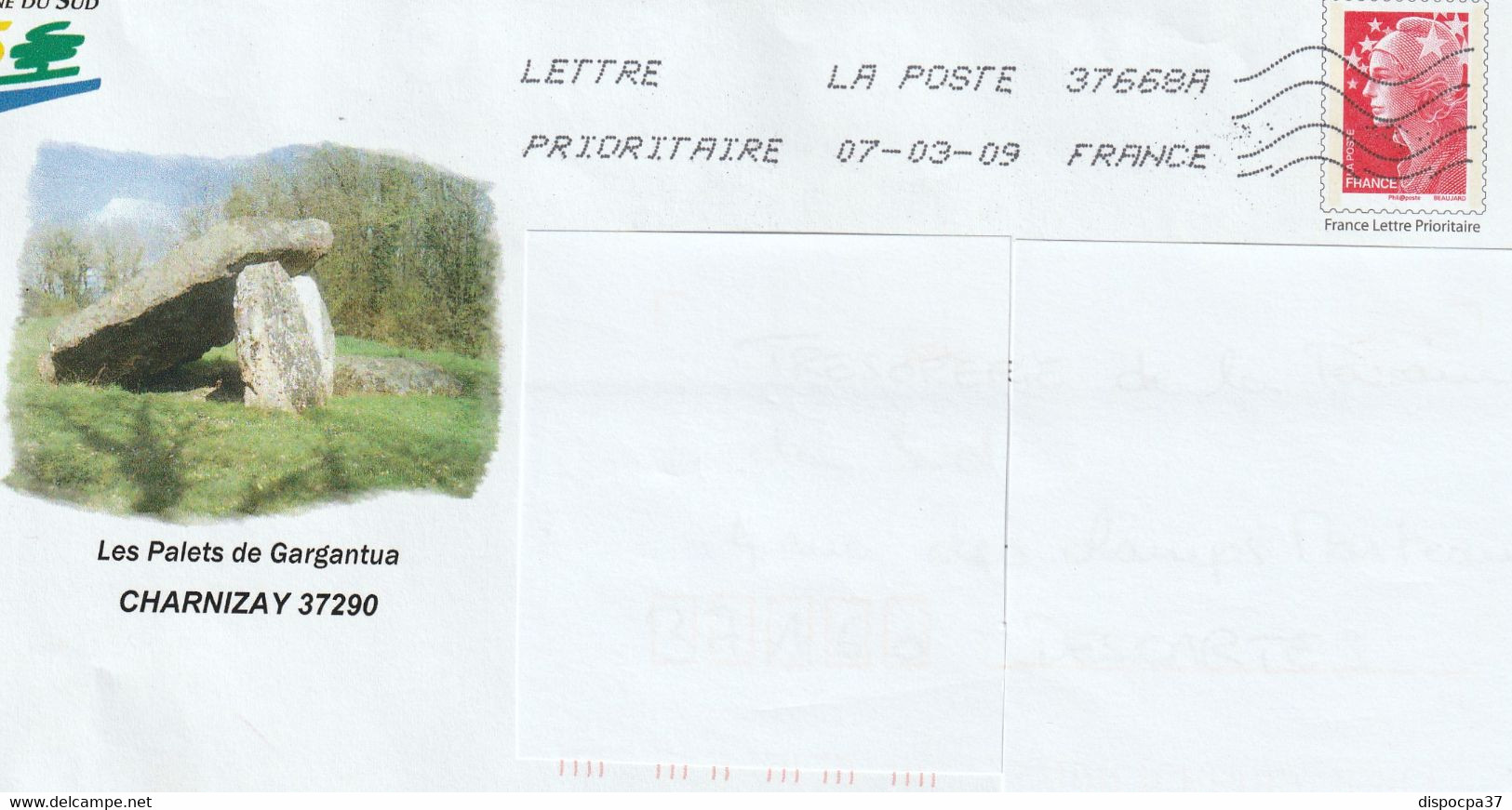 LETTRE CIRCULÉE PRÊT A POSTER -DEP. 37- CHARNIZAY -REPIQUAGE MARIANNE DE BEAUJARD - REF MS - PAP: Ristampa/Beaujard