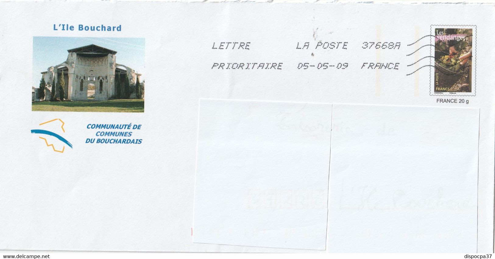 LETTRE CIRCULÉE PRÊT A POSTER -DEP. 37- L' ILE-BOUCHARD -REPIQUAGE VENDANGES - REF MS - Prêts-à-poster: Repiquages /Lamouche