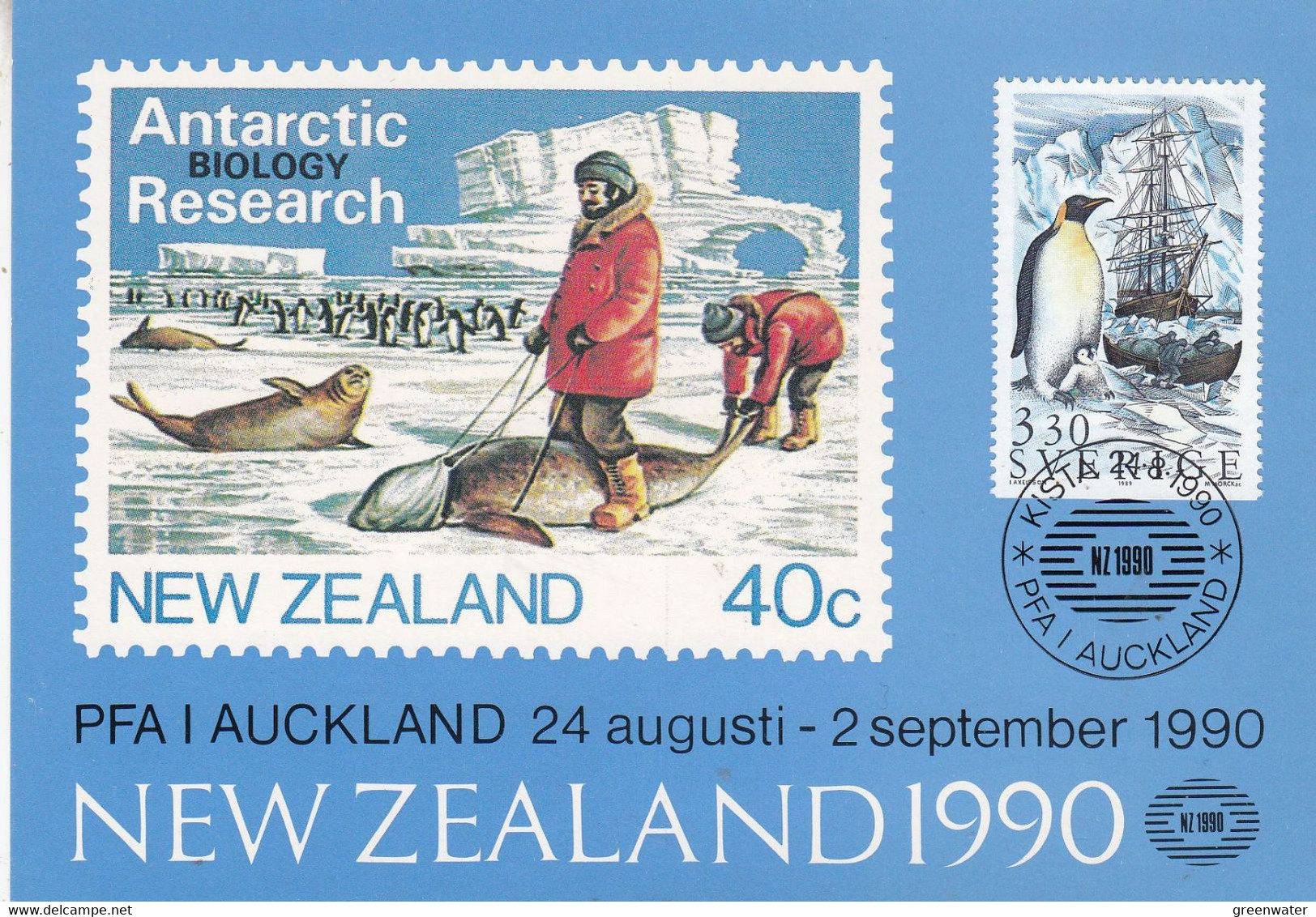 New Zealand 1990 Sweden Souvenir Card (GPA130B) - Événements & Commémorations