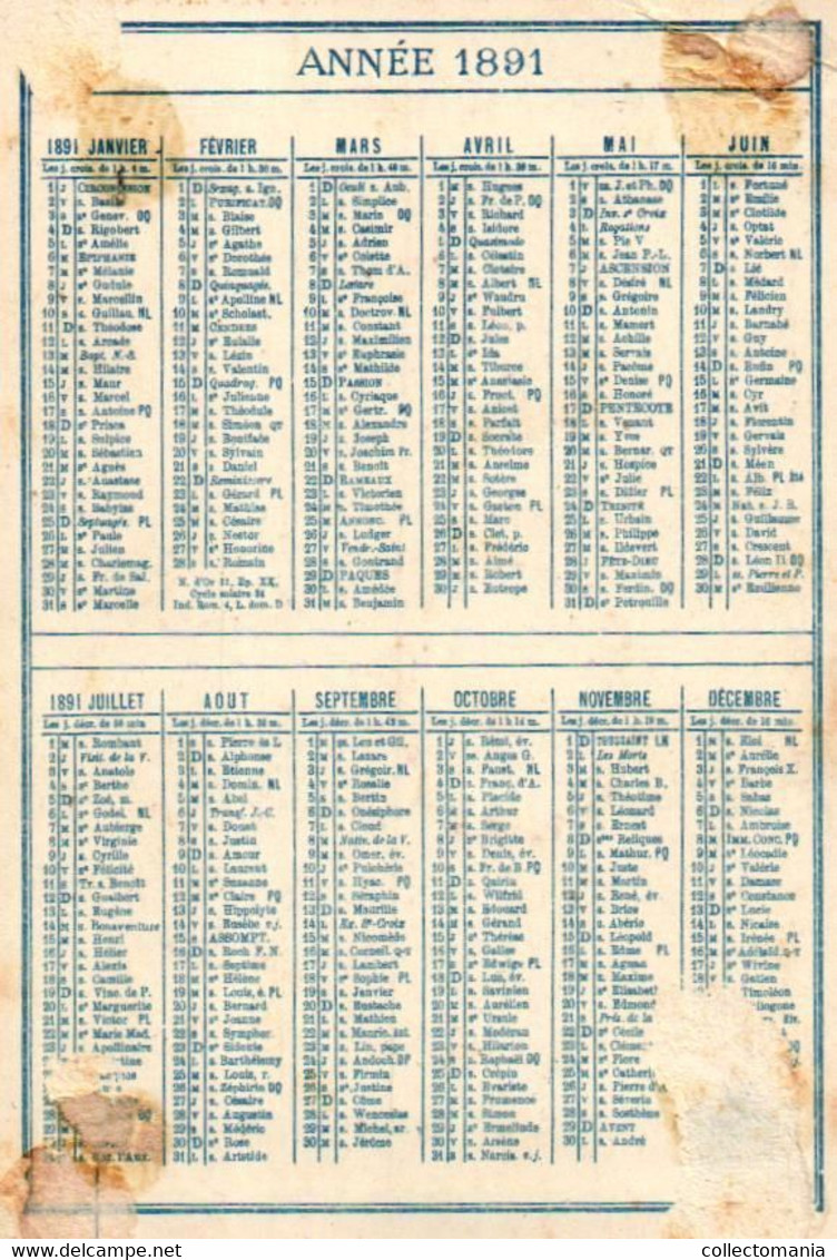 6 Calendriers 1891 Fils à Coudre Julius Schürer  Barometer vent Glace Très Sec Variable Pluie  Litho