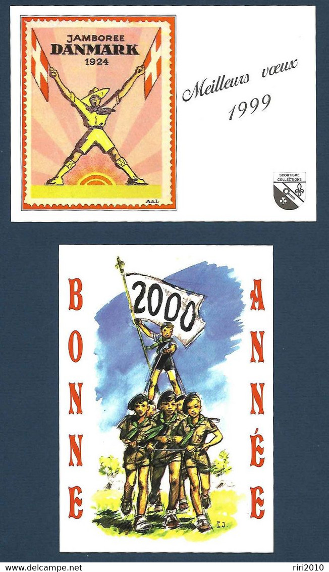 2 Cartes Postales  Meilleurs Voeux 1999 & 2000  - Scoutisme Et Collections - Scoutisme